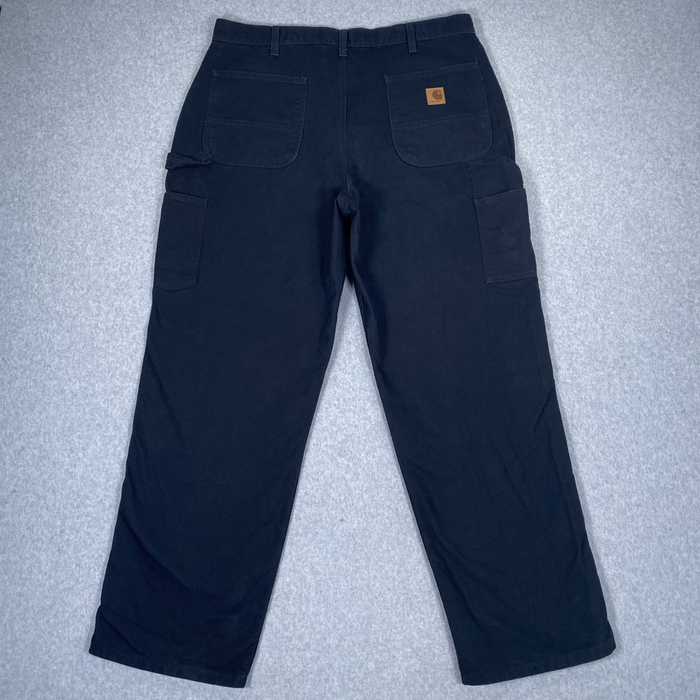 Carhartt Carpenter Pants Mens 38x32 Black Loose Fit Canvas Work B11-BLK